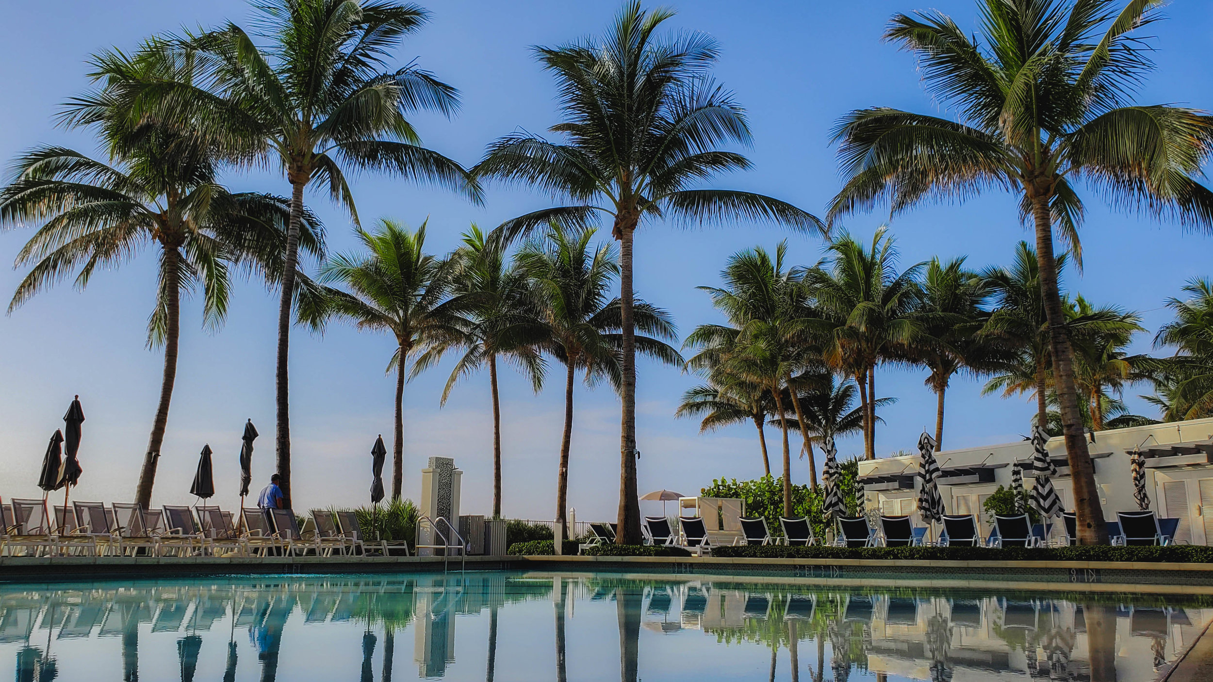 Sunrise from one of the five resort pools.