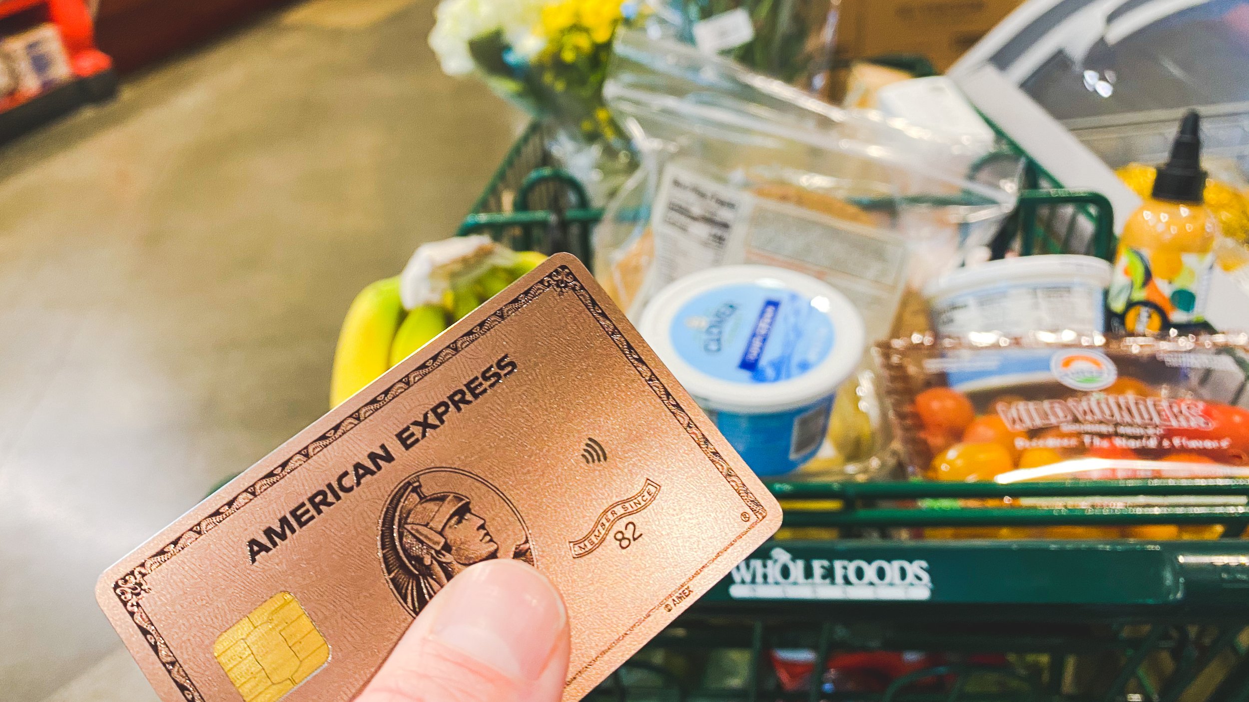The American Express Gold Card earns 4X Membership Reward points at U.S. Supermarkets, such as Safeway, Publix, Trader Joe's, Whole Foods, and many, many more!